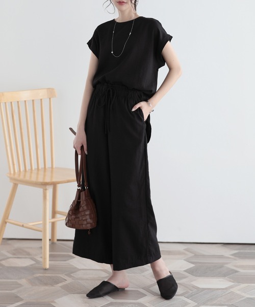 SUNFLOWER EIGHT（サンフラワーエイト）の「冷感トップス/セットアップ対応（Tシャツ/カットソー・レディース・アイボリー/ミント/ブラック/ネイビー/ベージュ・LL/M/L）」の9枚目の写真