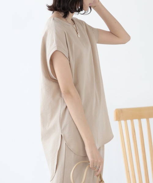 SUNFLOWER EIGHT（サンフラワーエイト）の「冷感トップス/セットアップ対応（Tシャツ/カットソー・レディース・アイボリー/ミント/ブラック/ネイビー/ベージュ・LL/M/L）」の17枚目の写真