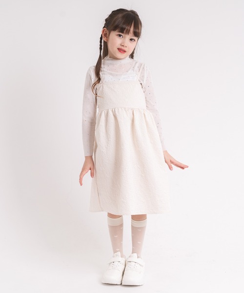 URBAN CHERRY(アーバンチェリー)の「バッグオープンリボンデザインジャガードキャミワンピース(ワンピース・キッズ・ブラック/アイボリー/ブルー・110cm/120cm/130cm/140cm/150cm)」の10枚目の写真