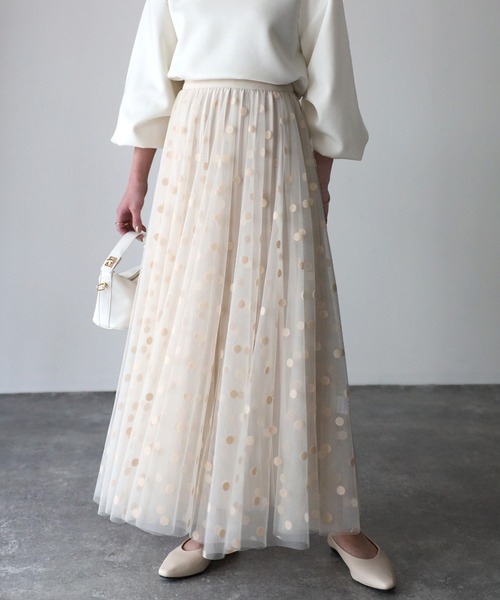 Riberry（リベリー）の「フロッキードットチュールリバーシブルスカート（スカート・レディース・アイボリー/ブラック・FREE）」の13枚目の写真
