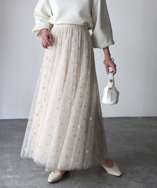 Riberry（リベリー）の「フロッキードットチュールリバーシブルスカート（スカート・レディース・アイボリー/ブラック・FREE）」の11枚目の写真