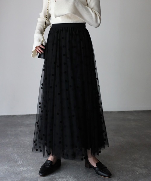 Riberry（リベリー）の「フロッキードットチュールリバーシブルスカート（スカート・レディース・アイボリー/ブラック・FREE）」の15枚目の写真