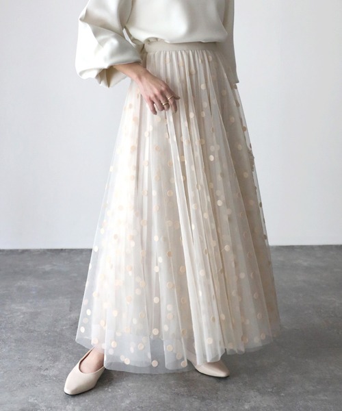 Riberry（リベリー）の「フロッキードットチュールリバーシブルスカート（スカート・レディース・アイボリー/ブラック・FREE）」の20枚目の写真