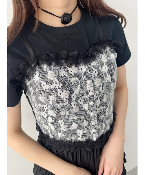 PHILLY（フィリー）の「【PHILLY】フラワーレースフリルキャミソール（キャミソール・レディース・ホワイト/ブラック・FREE）」の19枚目の写真