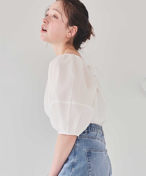 titivate(ティティベイト)の「Vネックパフスリーブトップス(Tシャツ/カットソー・レディース・オフホワイト/ピンク/ライトイエロー/ブラック・FREE)」の15枚目の写真