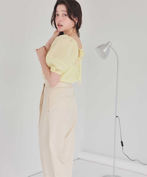 titivate(ティティベイト)の「Vネックパフスリーブトップス(Tシャツ/カットソー・レディース・オフホワイト/ピンク/ライトイエロー/ブラック・FREE)」の18枚目の写真