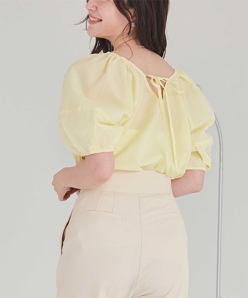 titivate(ティティベイト)の「Vネックパフスリーブトップス(Tシャツ/カットソー・レディース・オフホワイト/ピンク/ライトイエロー/ブラック・FREE)」の19枚目の写真