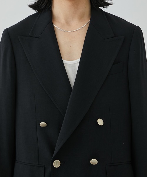 RAINMAKER(レインメーカー)の「【RAINMAKER/レインメーカー】MELANGE TWILL DOUBLE BREASTEAD JACKET(METAL BUTTON)(テーラードジャケット・メンズ・ブラック/ネイビー・4/3)」の3枚目の写真
