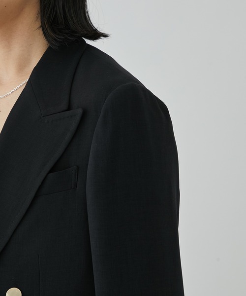 RAINMAKER(レインメーカー)の「【RAINMAKER/レインメーカー】MELANGE TWILL DOUBLE BREASTEAD JACKET(METAL BUTTON)(テーラードジャケット・メンズ・ブラック/ネイビー・4/3)」の4枚目の写真