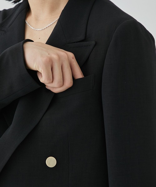 RAINMAKER(レインメーカー)の「【RAINMAKER/レインメーカー】MELANGE TWILL DOUBLE BREASTEAD JACKET(METAL BUTTON)(テーラードジャケット・メンズ・ブラック/ネイビー・4/3)」の5枚目の写真