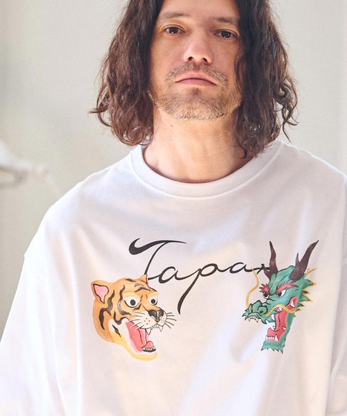 CAMBIO(カンビオ)の「mt8940- ビッグシルエットプリントTシャツ(Sukajan)(Tシャツ/カットソー・メンズ・ホワイト/グリーン/ベージュ・S/M/L/XL)」の6枚目の写真