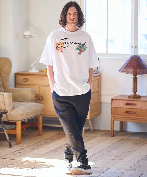 CAMBIO(カンビオ)の「mt8940- ビッグシルエットプリントTシャツ(Sukajan)(Tシャツ/カットソー・メンズ・ホワイト/グリーン/ベージュ・S/M/L/XL)」の7枚目の写真