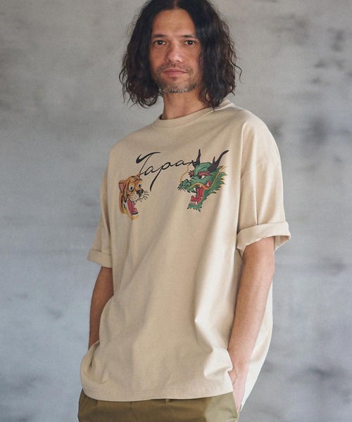 CAMBIO(カンビオ)の「mt8940- ビッグシルエットプリントTシャツ(Sukajan)(Tシャツ/カットソー・メンズ・ホワイト/グリーン/ベージュ・S/M/L/XL)」の10枚目の写真
