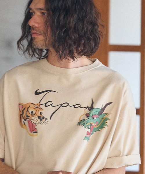 CAMBIO(カンビオ)の「mt8940- ビッグシルエットプリントTシャツ(Sukajan)(Tシャツ/カットソー・メンズ・ホワイト/グリーン/ベージュ・S/M/L/XL)」の11枚目の写真