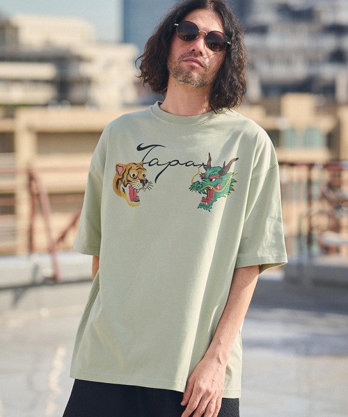 CAMBIO(カンビオ)の「mt8940- ビッグシルエットプリントTシャツ(Sukajan)(Tシャツ/カットソー・メンズ・ホワイト/グリーン/ベージュ・S/M/L/XL)」の16枚目の写真