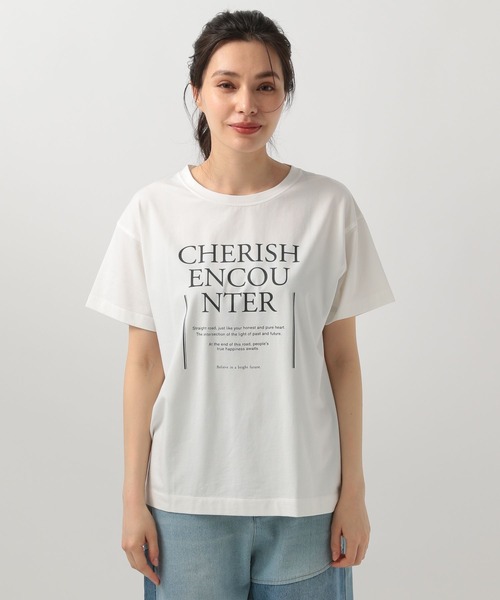 BAYFLOW（ベイフロー）の「アソートロゴプリントＴ（Tシャツ/カットソー・レディース・グレイッシュベージュ/ピンク/オフホワイト/ブラック・SMALL/MEDIUM/LARGE）」の5枚目の写真