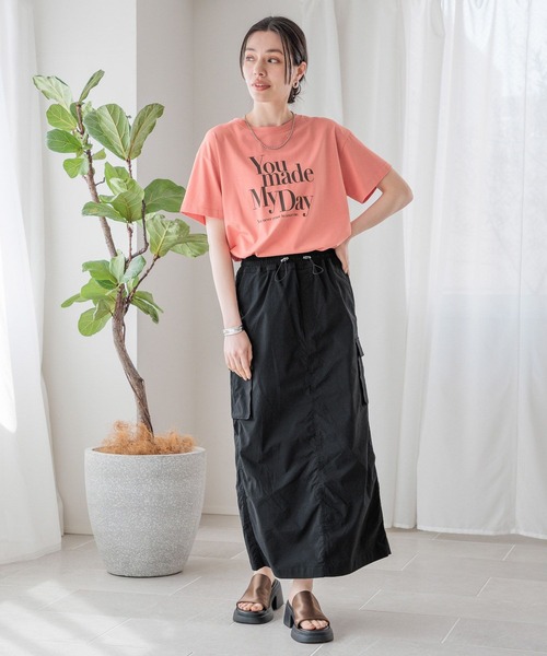 BAYFLOW（ベイフロー）の「アソートロゴプリントＴ（Tシャツ/カットソー・レディース・グレイッシュベージュ/ピンク/オフホワイト/ブラック・SMALL/MEDIUM/LARGE）」の18枚目の写真