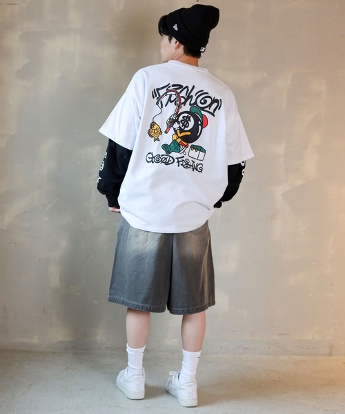 SPINNS（スピンズ）の「【ユニセックスで着用可能】ワイドダイドデニムショートパンツ（デニムパンツ・メンズ・ブラック/サックスブルー/ブルー/ブラック系その他・L/M）」の15枚目の写真