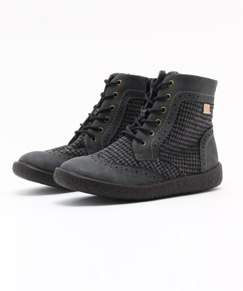 Rin clover(リンクローバー)の「Rin clover(リン クローバー)/素材コンビ編み上げショートブーツ(ブーツ・レディース・キャメル/グレー系その他/グレー/ライトグレー/ブルー・S/M/L/LL)」の3枚目の写真