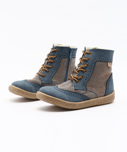 Rin clover(リンクローバー)の「Rin clover(リン クローバー)/素材コンビ編み上げショートブーツ(ブーツ・レディース・キャメル/グレー系その他/グレー/ライトグレー/ブルー・S/M/L/LL)」の4枚目の写真