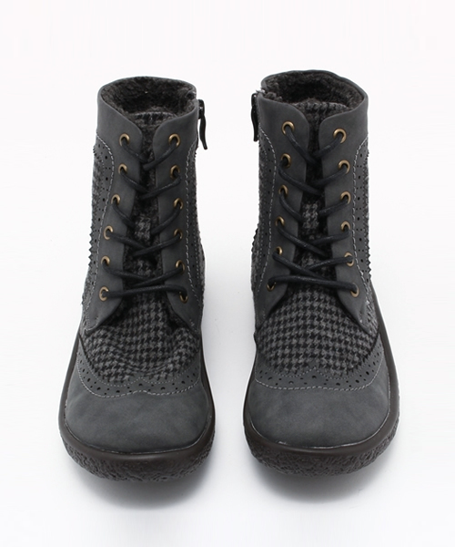 Rin clover(リンクローバー)の「Rin clover(リン クローバー)/素材コンビ編み上げショートブーツ(ブーツ・レディース・キャメル/グレー系その他/グレー/ライトグレー/ブルー・S/M/L/LL)」の12枚目の写真