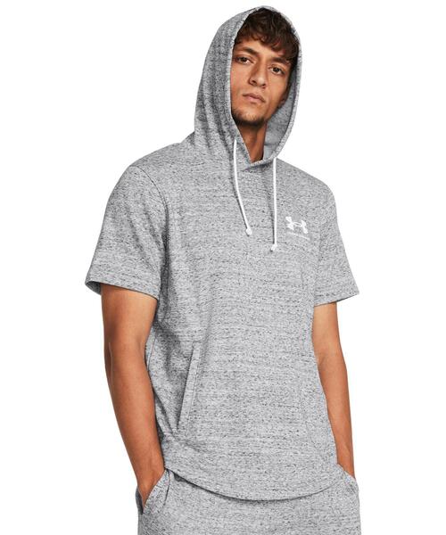 UNDER ARMOUR(アンダーアーマー)の「UAライバルテリー レフトチェスト ショートスリーブ フーディー(トレーニング/メンズ)(スウェット・メンズ・グレー・L/S/M/2XL/XL)」の1枚目の写真