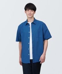 紳士 洗いざらしブロード半袖シャツ