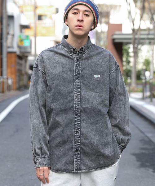 RAGEBLUE(レイジブルー)の「【THE FOX】ワンポイントワッペン/デニムルーズシャツ(シャツ/ブラウス・メンズ・グレー/ライトブルー・MEDIUM/LARGE)」の11枚目の写真