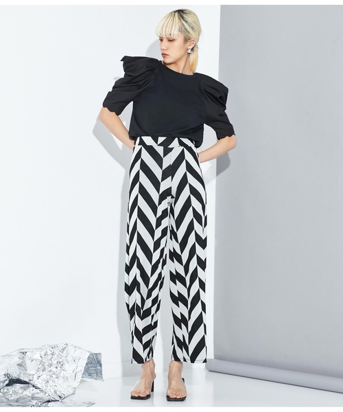 Settimissimo（セッティミッシモ）の「ITALYジオメトリック柄 ジャージー リラックスパンツ（その他パンツ・レディース・ベージュ/ブラック・FREE）」の8枚目の写真