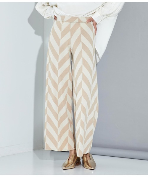 Settimissimo（セッティミッシモ）の「ITALYジオメトリック柄 ジャージー リラックスパンツ（その他パンツ・レディース・ベージュ/ブラック・FREE）」の10枚目の写真