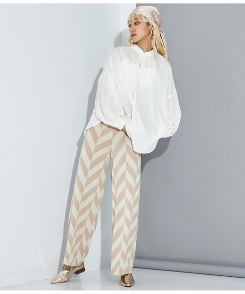 Settimissimo（セッティミッシモ）の「ITALYジオメトリック柄 ジャージー リラックスパンツ（その他パンツ・レディース・ベージュ/ブラック・FREE）」の12枚目の写真