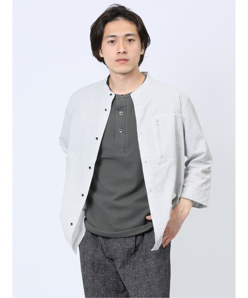 レノマ オム サッカープリント バンドカラー7分袖シャツ（シャツ/ブラウス）｜renoma HOMME（レノマオム）