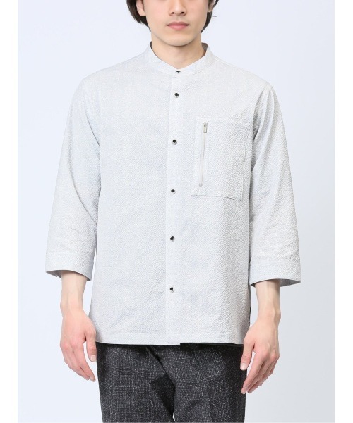 renoma HOMME（レノマオム）の「【軽量 サッカー】レノマ オム ヘリンボンプリント バンドカラー7分袖シャツ（シャツ/ブラウス・メンズ・ライトグレー/グレー系その他2・MEDIUM/LARGE/X-LARGE）」の15枚目の写真