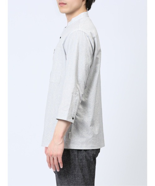 renoma HOMME（レノマオム）の「【軽量 サッカー】レノマ オム ヘリンボンプリント バンドカラー7分袖シャツ（シャツ/ブラウス・メンズ・ライトグレー/グレー系その他2・MEDIUM/LARGE/X-LARGE）」の16枚目の写真