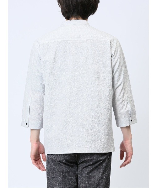 renoma HOMME（レノマオム）の「【軽量 サッカー】レノマ オム ヘリンボンプリント バンドカラー7分袖シャツ（シャツ/ブラウス・メンズ・ライトグレー/グレー系その他2・MEDIUM/LARGE/X-LARGE）」の17枚目の写真