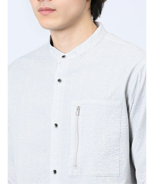 renoma HOMME（レノマオム）の「【軽量 サッカー】レノマ オム ヘリンボンプリント バンドカラー7分袖シャツ（シャツ/ブラウス・メンズ・ライトグレー/グレー系その他2・MEDIUM/LARGE/X-LARGE）」の18枚目の写真