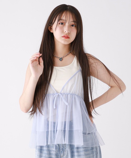 repipi armario(レピピ アルマリオ)の「RIBBONチュールキャミ(その他トップス・キッズ・ブラック/ホワイト/ピンク/ブルー・MEDIUM/LARGE)」の4枚目の写真