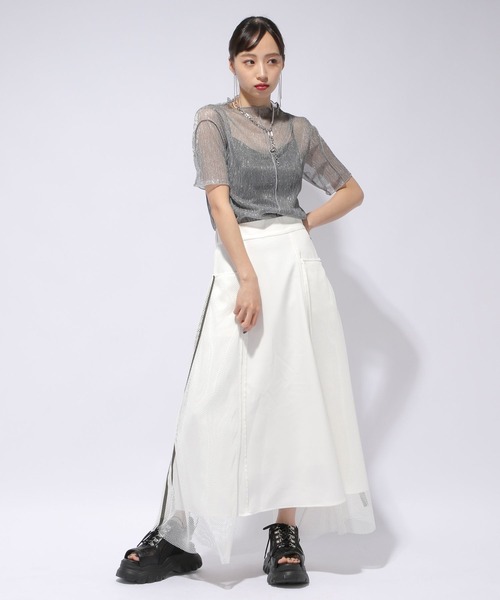 HARE（ハレ）の「【WEB限定】メッシュキリカエトラックスカート(HARE)（スカート・レディース・ホワイト/ブラック・FREE）」の21枚目の写真