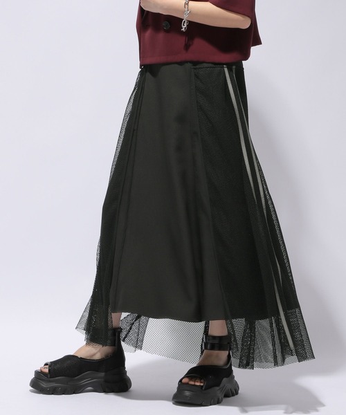 HARE（ハレ）の「【WEB限定】メッシュキリカエトラックスカート(HARE)（スカート・レディース・ホワイト/ブラック・FREE）」の7枚目の写真