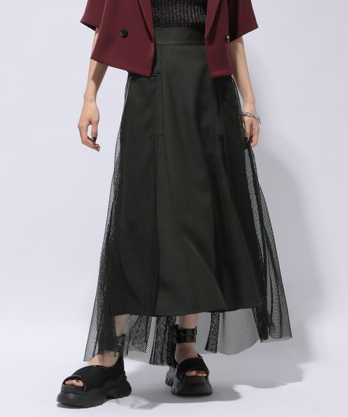 HARE（ハレ）の「【WEB限定】メッシュキリカエトラックスカート(HARE)（スカート・レディース・ホワイト/ブラック・FREE）」の8枚目の写真