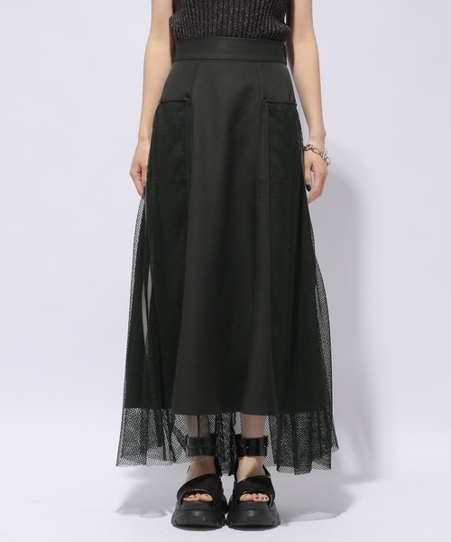 HARE（ハレ）の「【WEB限定】メッシュキリカエトラックスカート(HARE)（スカート・レディース・ホワイト/ブラック・FREE）」の10枚目の写真