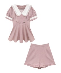 Honey Cinnamon　切替フリルセットアップ リボンビスチェオフショルセットアップ – BUNNY APARTMENT