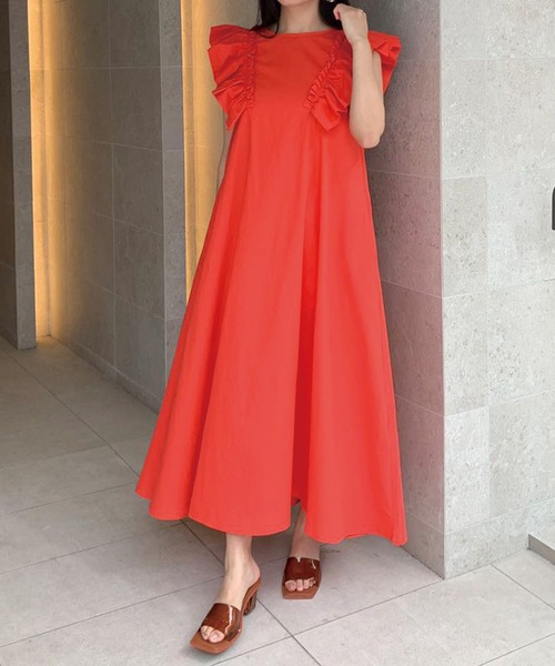 美品■ヨシエイナバ ■リネン・ノースリーブAラインワンピース■テラコッタカラー 美品□ヨシエイナバ □リネン・ノースリーブAラインワンピース