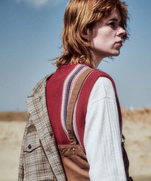 レディースのベスト（レッド/赤色系・ストライプ柄）ファッション通販