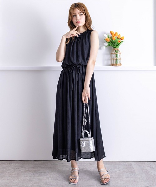 clear（クリア）の「ウエスト切替ノースリーブワンピース（ワンピース・レディース・ミント/ピンク/ブラック・F）」の21枚目の写真
