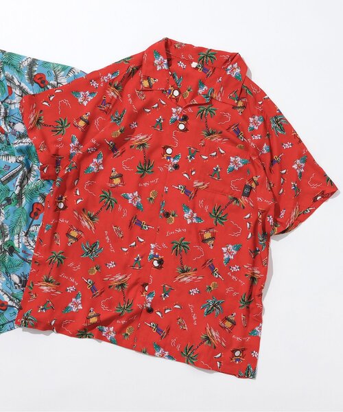 BREEZE（ブリーズ）の「【20周年】HY×BREEZE　HY総柄シャツ大人（シャツ/ブラウス・メンズ・レッド/ターコイズブルー・LARGE/MEDIUM）」の2枚目の写真