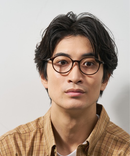 ブラウン ラウンド型 メガネ and it_ 伊達メガネ メガネ 眼鏡 ラウンド型伊達めがね UVカット