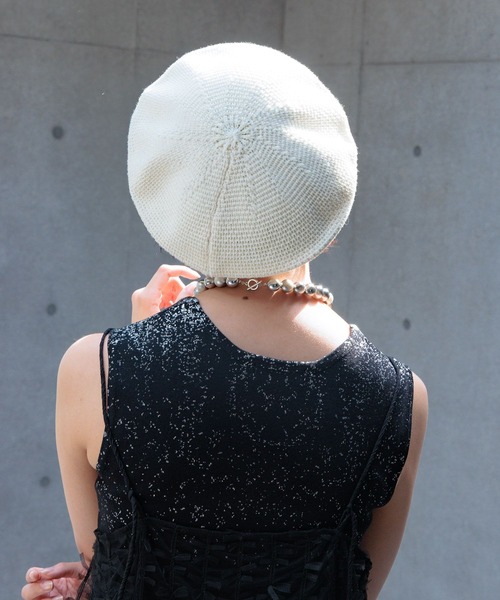 PAGEBOY(ページボーイ)の「サマーニットベレー(ニットキャップ/ビーニー・レディース・ブラック/オフホワイト・ONE SIZE)」の8枚目の写真