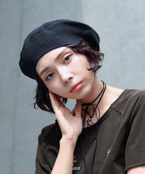 PAGEBOY(ページボーイ)の「サマーニットベレー(ニットキャップ/ビーニー・レディース・ブラック/オフホワイト・ONE SIZE)」の10枚目の写真