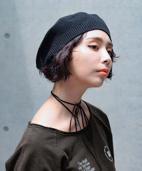 PAGEBOY(ページボーイ)の「サマーニットベレー(ニットキャップ/ビーニー・レディース・ブラック/オフホワイト・ONE SIZE)」の11枚目の写真